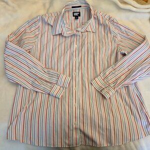 Lands End no-iron shirt for women in candy stripes, size XL